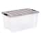IRIS® Stack & Pull™ Clear Storage Box with Gray Lid